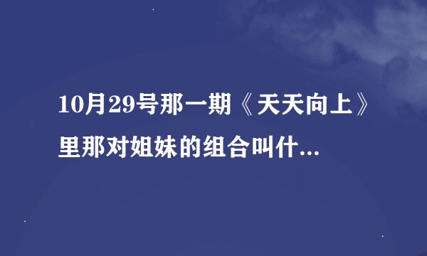 10月29号那一期《天天向上》里那对姐妹的组合叫什么，她们都唱了哪几首歌？