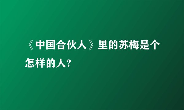 《中国合伙人》里的苏梅是个怎样的人?
