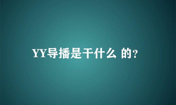 YY导播是干什么 的？