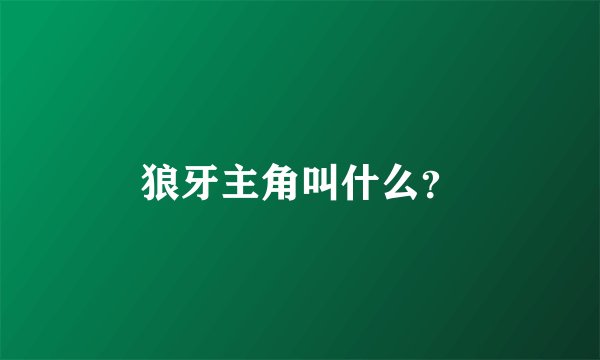 狼牙主角叫什么？