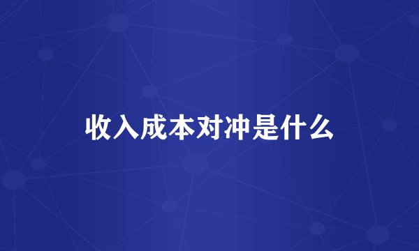 收入成本对冲是什么