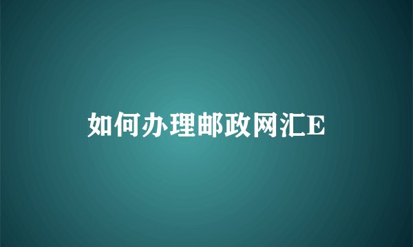 如何办理邮政网汇E