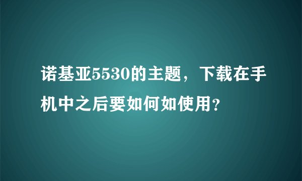 诺基亚5530的主题，下载在手机中之后要如何如使用？