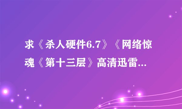 求《杀人硬件6.7》《网络惊魂《第十三层》高清迅雷种子 发到 xfs99999@foxmail.com 谢了