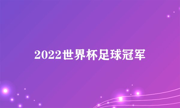 2022世界杯足球冠军