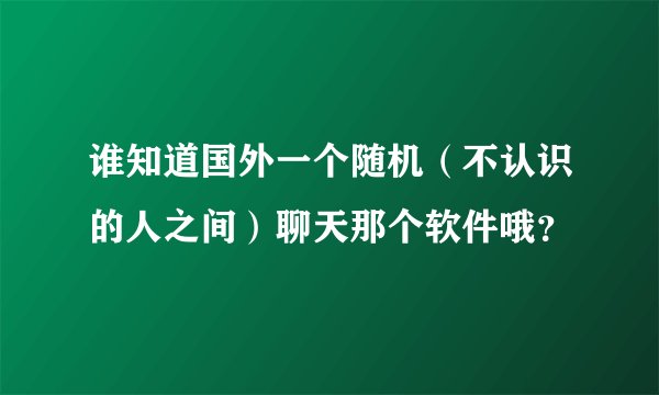 谁知道国外一个随机（不认识的人之间）聊天那个软件哦？