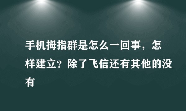 手机拇指群是怎么一回事，怎样建立？除了飞信还有其他的没有