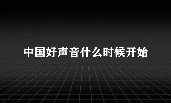 中国好声音什么时候开始