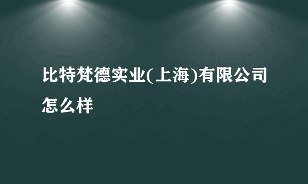 比特梵德实业(上海)有限公司怎么样