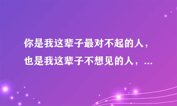 你是我这辈子最对不起的人，也是我这辈子不想见的人，不见你至少会让我忘记对你的怨恨记忆？