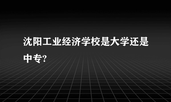 沈阳工业经济学校是大学还是中专?