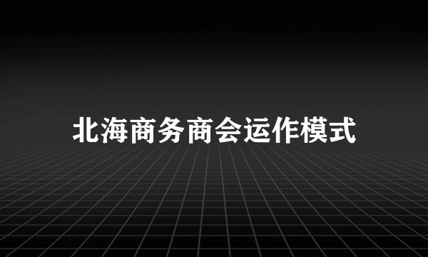 北海商务商会运作模式