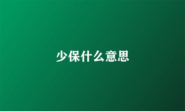 少保什么意思