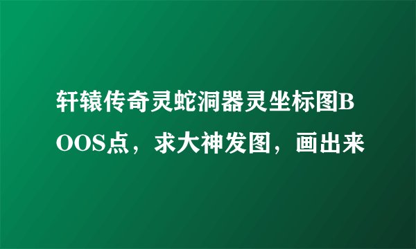 轩辕传奇灵蛇洞器灵坐标图BOOS点，求大神发图，画出来