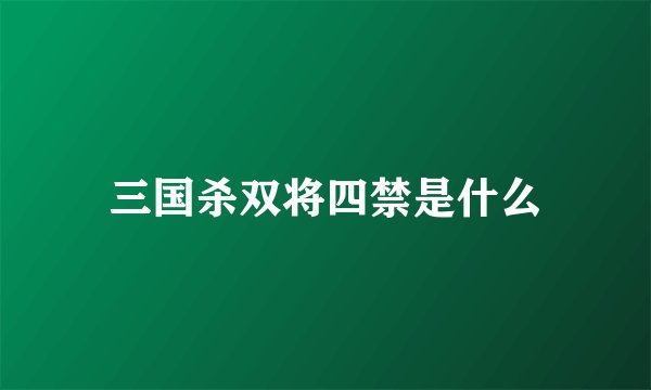 三国杀双将四禁是什么
