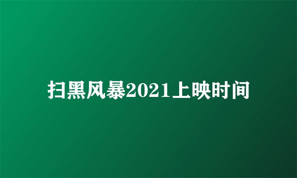 扫黑风暴2021上映时间