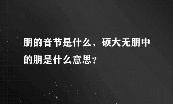 朋的音节是什么，硕大无朋中的朋是什么意思？
