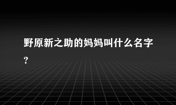 野原新之助的妈妈叫什么名字?