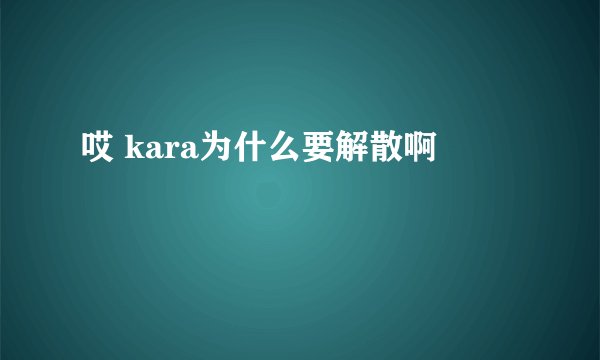 哎 kara为什么要解散啊