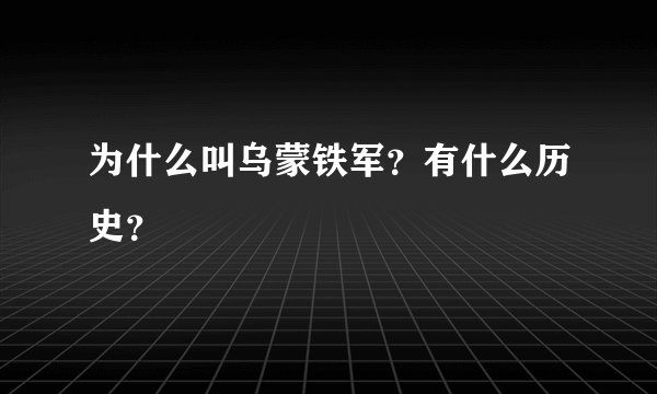 为什么叫乌蒙铁军？有什么历史？