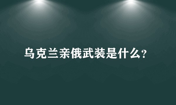 乌克兰亲俄武装是什么？
