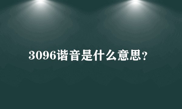 3096谐音是什么意思？