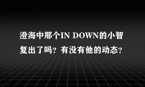 澄海中那个IN DOWN的小智复出了吗？有没有他的动态？