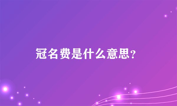 冠名费是什么意思？