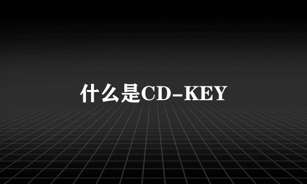 什么是CD-KEY