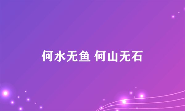 何水无鱼 何山无石