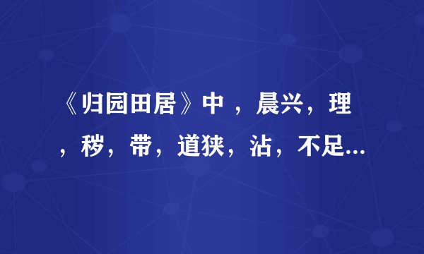 《归园田居》中 ，晨兴，理，秽，带，道狭，沾，不足，但，愿。是什么意思。急。