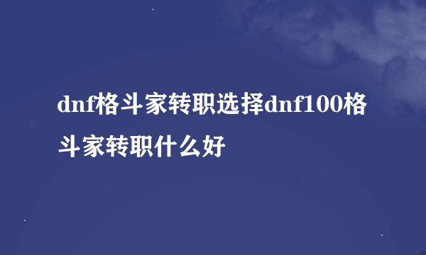 dnf格斗家转职选择dnf100格斗家转职什么好