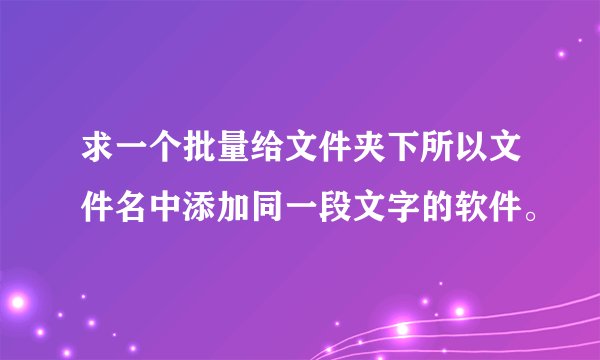 求一个批量给文件夹下所以文件名中添加同一段文字的软件。