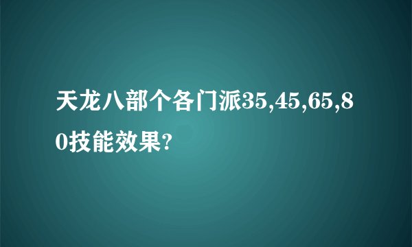 天龙八部个各门派35,45,65,80技能效果?