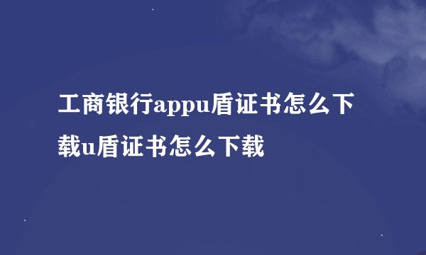 工商银行appu盾证书怎么下载u盾证书怎么下载