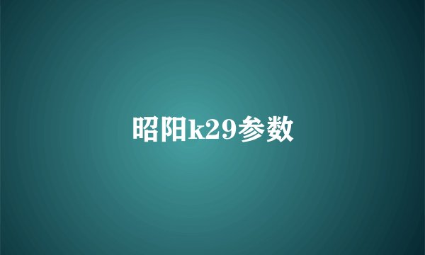 昭阳k29参数
