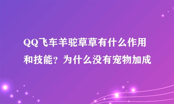 QQ飞车羊驼草草有什么作用和技能？为什么没有宠物加成