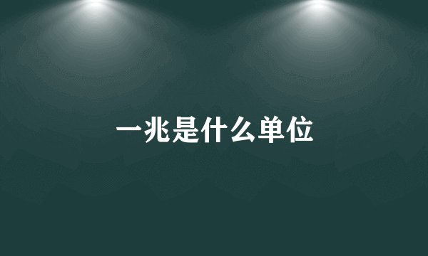 一兆是什么单位