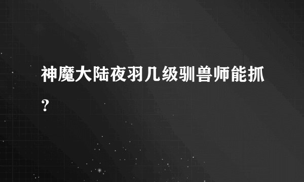 神魔大陆夜羽几级驯兽师能抓？