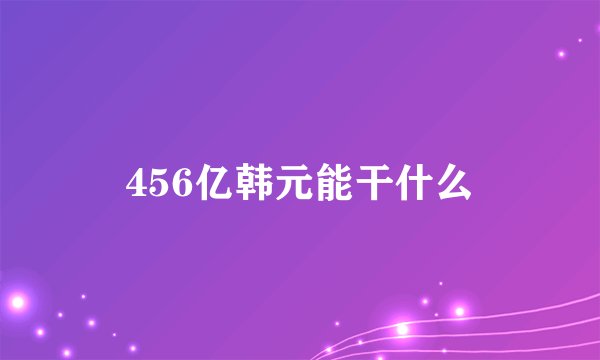 456亿韩元能干什么