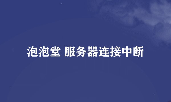 泡泡堂 服务器连接中断