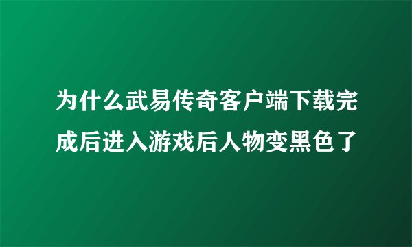 为什么武易传奇客户端下载完成后进入游戏后人物变黑色了