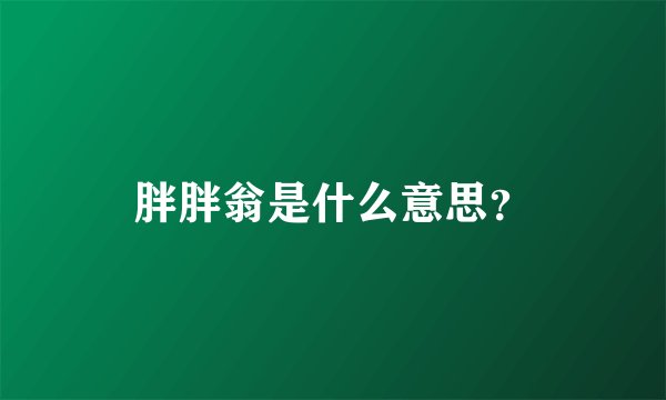 胖胖翁是什么意思？