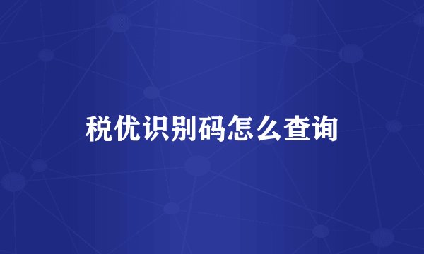 税优识别码怎么查询