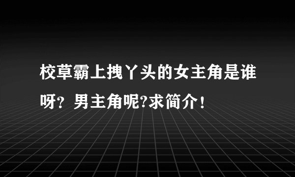校草霸上拽丫头的女主角是谁呀？男主角呢?求简介！