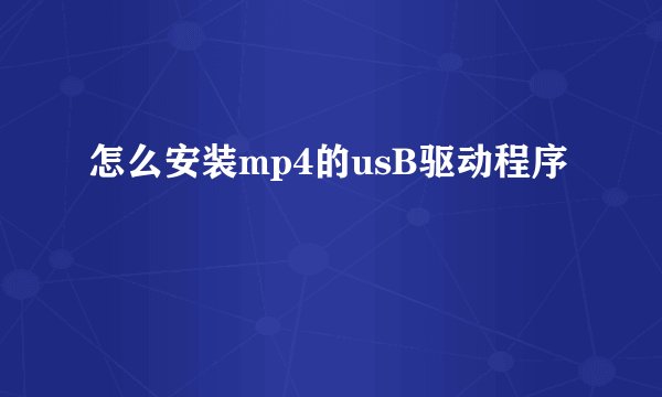 怎么安装mp4的usB驱动程序