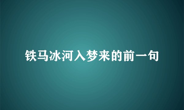 铁马冰河入梦来的前一句
