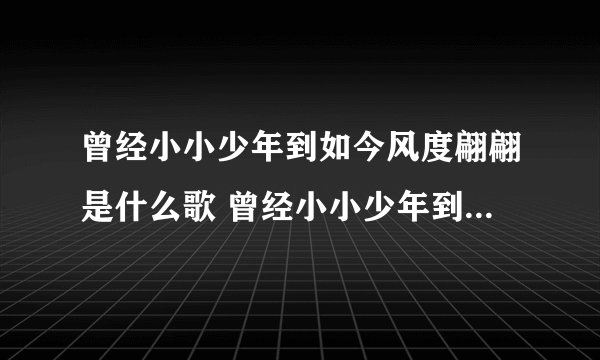 曾经小小少年到如今风度翩翩是什么歌 曾经小小少年到如今风度翩翩歌曲简介