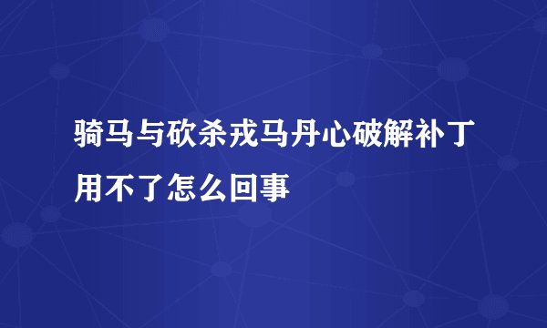 骑马与砍杀戎马丹心破解补丁用不了怎么回事