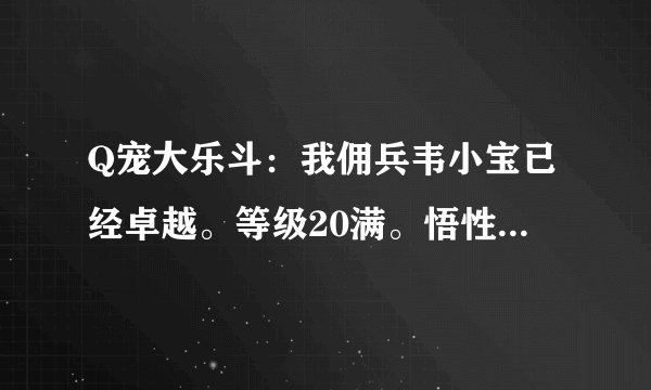 Q宠大乐斗：我佣兵韦小宝已经卓越。等级20满。悟性9为啥就62%概率命中